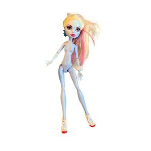 2008 Mattel Monster High Abbey Bominable Doll Blue Skin White Shoes Pink Streaks